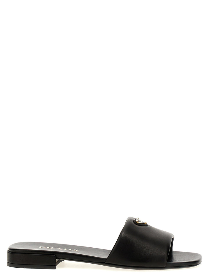 Prada Logo Leather Sandals - Black | 138c0242d5dc0d9412e34659c2ccff3022157343