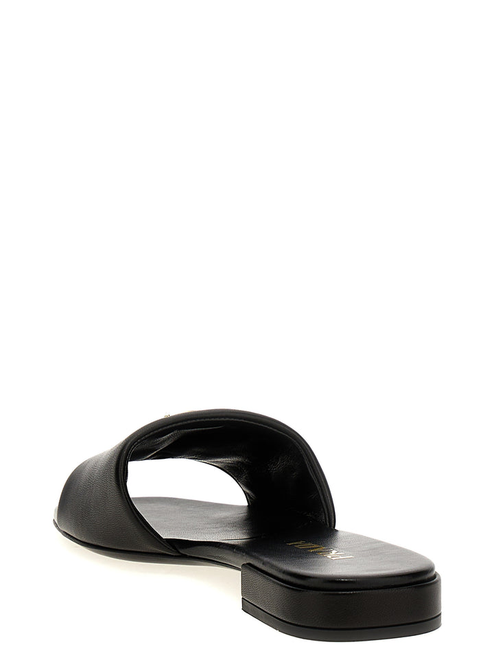 Prada Logo Leather Sandals - Black | 6ab14af31aca4d59a95d2c2ac60c7388e0b68c5a