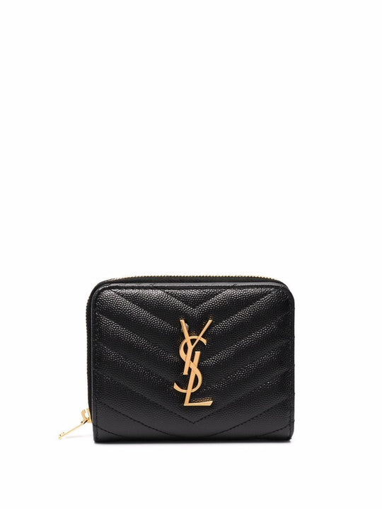 Cassandre MatelassÉ Compact Zip Around Wallet In Grain De Poudre Leather