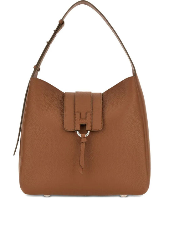 Hogan Trend Hammered Leather Hobo Shoulder Bag