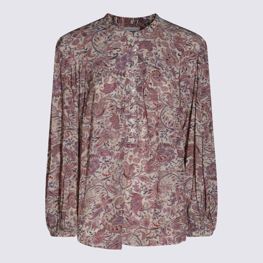 Marant Etoile Shirts - ECRU/PURPLE | 3de2e2d432f8e9f4b7f320b579900f1dd84fd09d