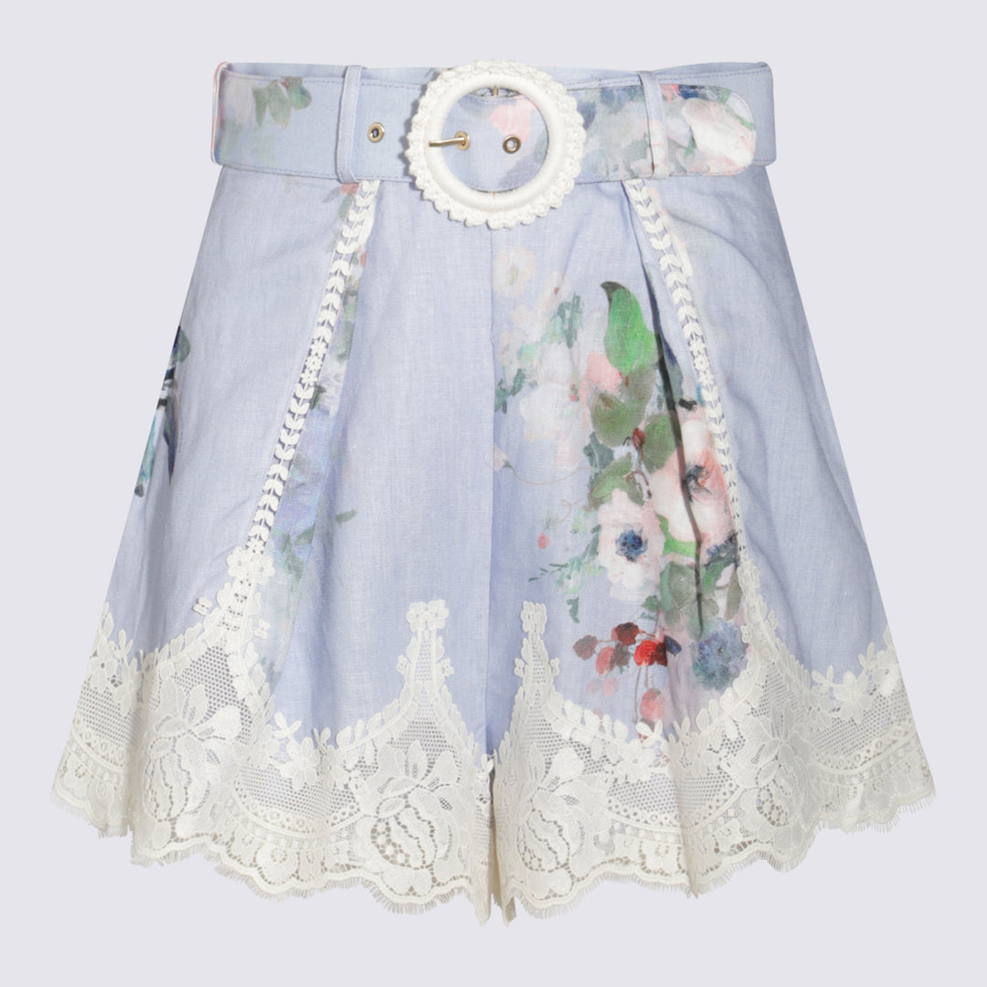 Zimmermann Shorts - LIGHT BLUE WATERCOLOUR FLORAL | 9a313c785b8708e0eb7f85d4e0df4e5647acd627