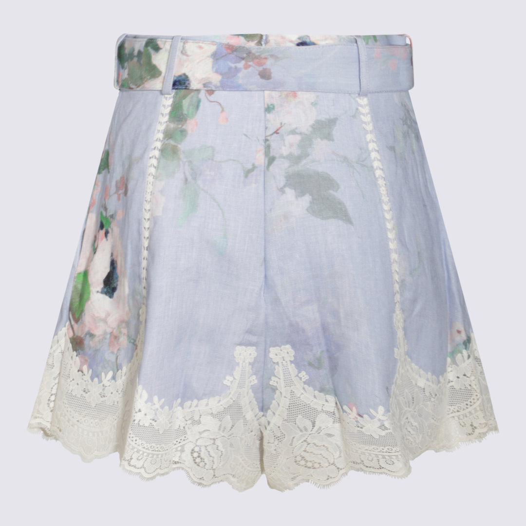 Zimmermann Shorts - LIGHT BLUE WATERCOLOUR FLORAL | 675af6ba800e0079299db3f1a4ddbd2a87de07e3