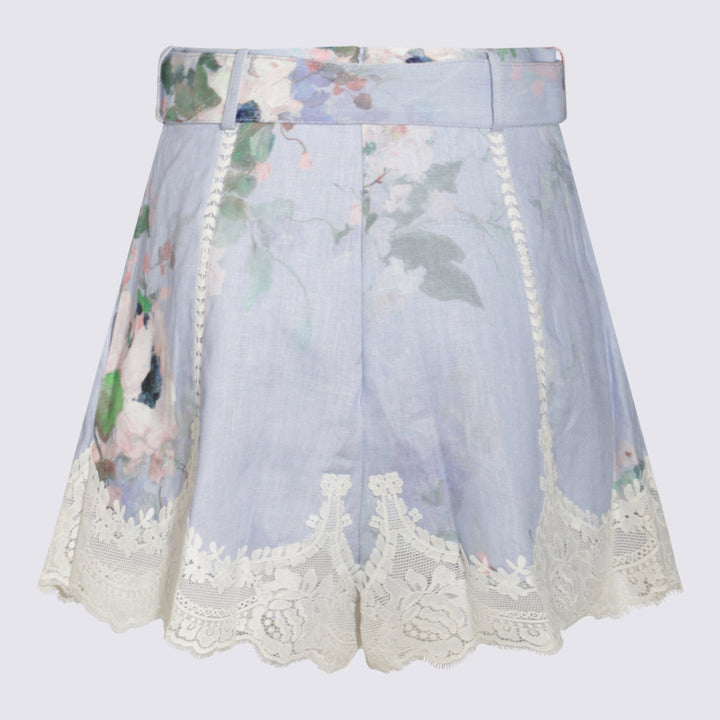 Zimmermann Shorts - LIGHT BLUE WATERCOLOUR FLORAL | 675af6ba800e0079299db3f1a4ddbd2a87de07e3