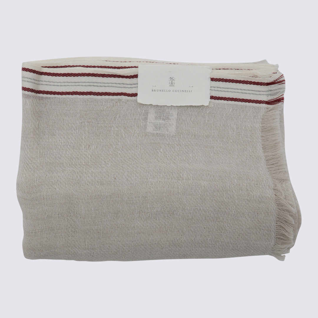 Brunello Cucinelli Scarfs - BROWN+OFF WHITE+ROSSO+GRIGIA | 263b3317bdffe0116b2a3d762ae40bc19031d130