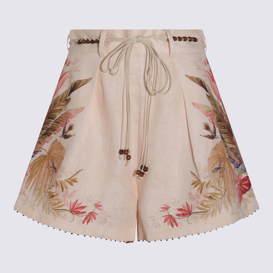 Shorts Cream Palm Floral