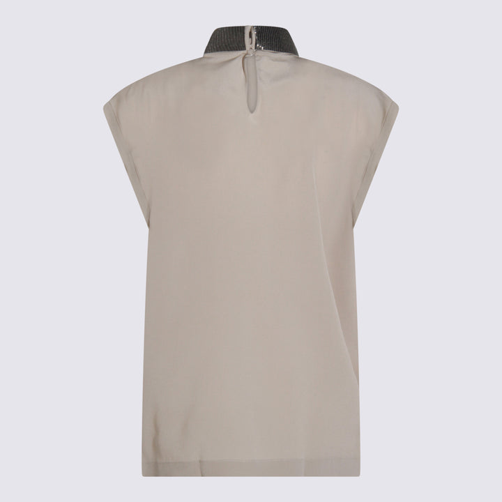 Brunello Cucinelli Top - SILVER BEIGE | fa6901f8ba27e6c7438509c82480b430a155c476