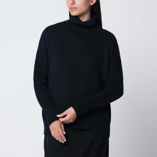 Heidi Turtleneck Sweater In Navy Cashmere