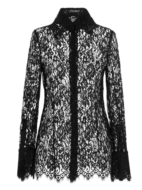 Lace Shirt Shirt And Blouse Black