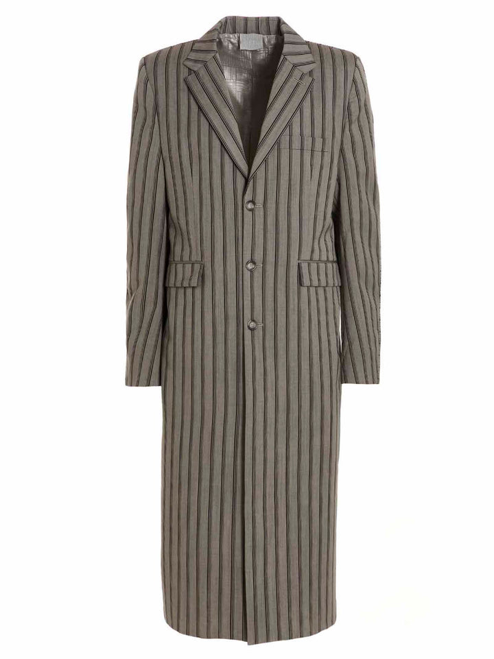 Vtmnts Striped Long Coat Coats and Trench Coats - Gray | 3ab84ea977a02a94074168fa2154cc7aa6361807