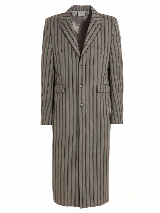 Striped Long Coat Coats And Trench Coats Gray