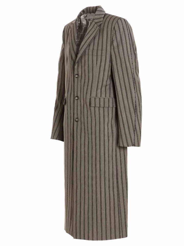 Vtmnts Striped Long Coat Coats and Trench Coats - Gray | f05aaef74e5feab6bc187723bf246845b1e8511f