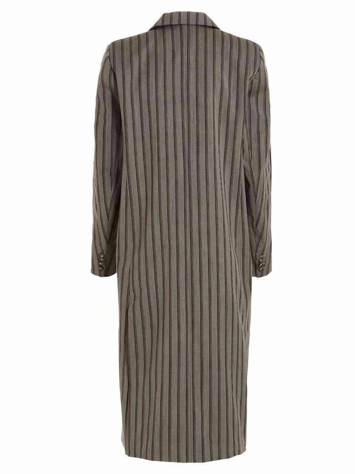 Vtmnts Striped Long Coat Coats and Trench Coats - Gray | f549ef873522b08955bed1cd8f80f43e218a8431