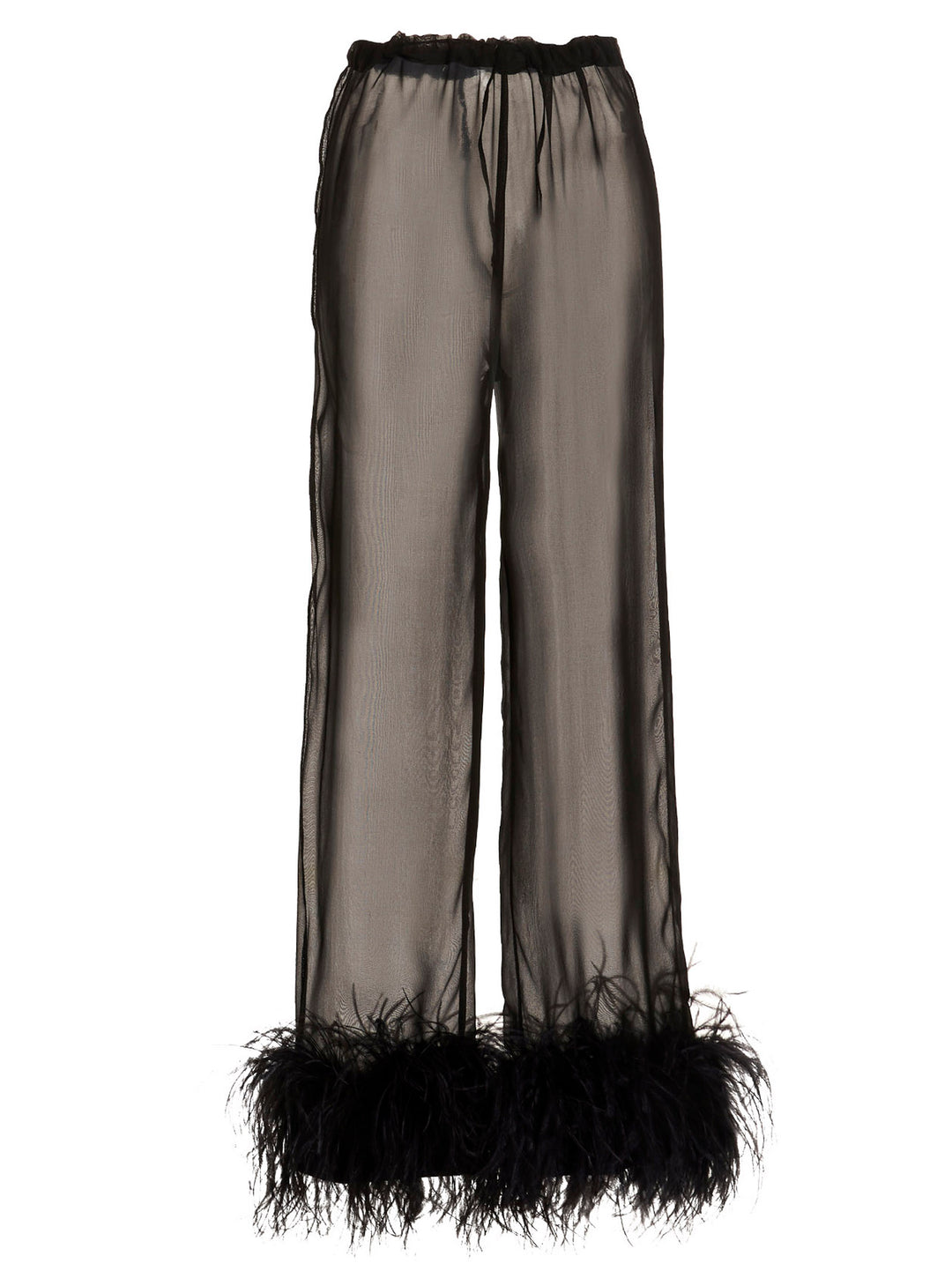 OséRee Feather Silk Pants - Black | 3645e04610e2177eafd295105578d800f43b62e1