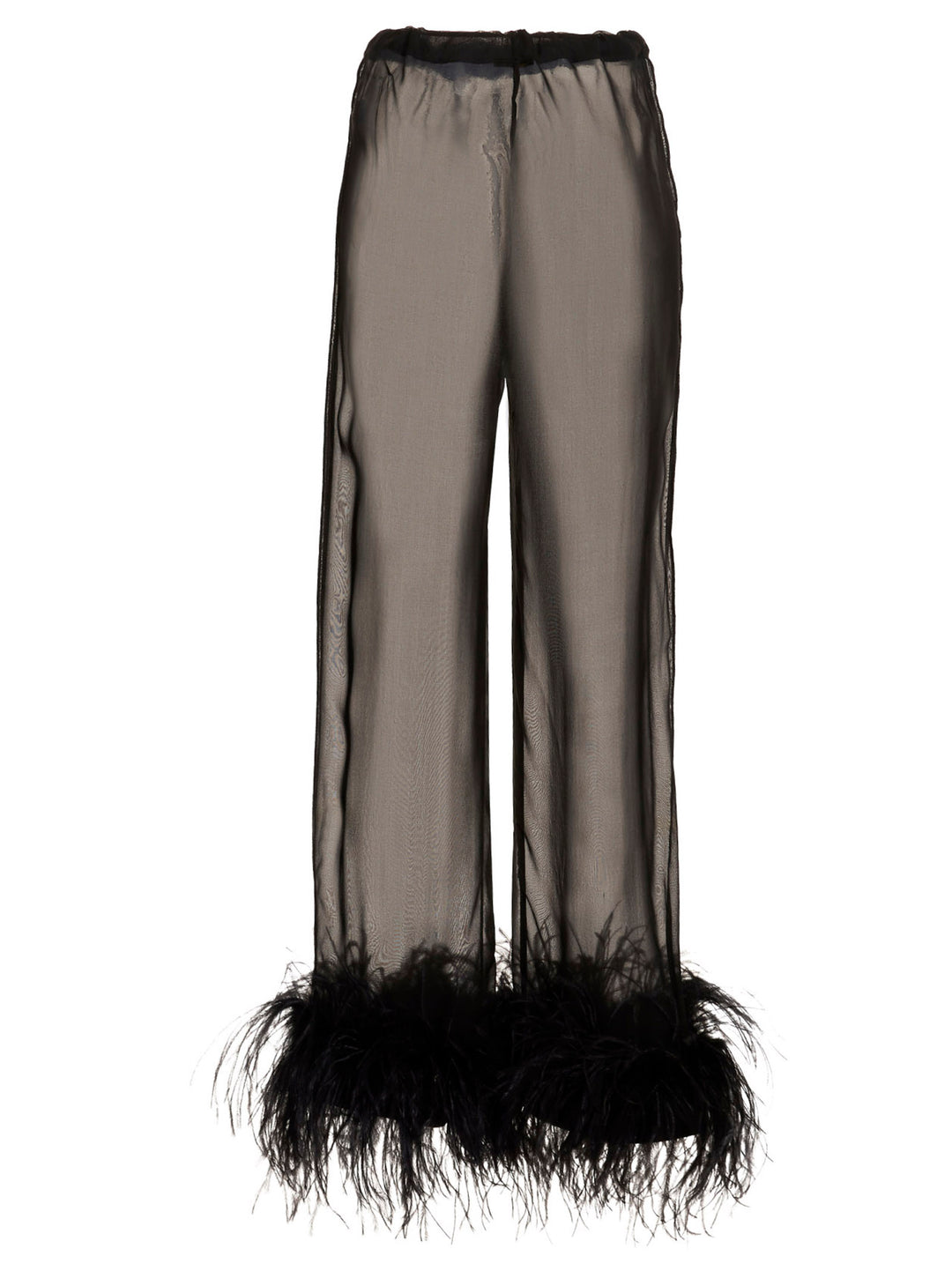 OséRee Feather Silk Pants - Black | f2b6515f4aecaf1ab1296ac9daacade3cac79305