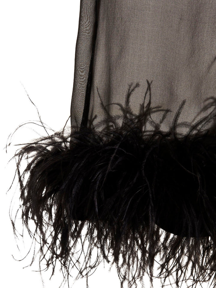 OséRee Feather Silk Pants - Black | 2b0793dcc353bccbe11bcdbd85787cad91b8fe03