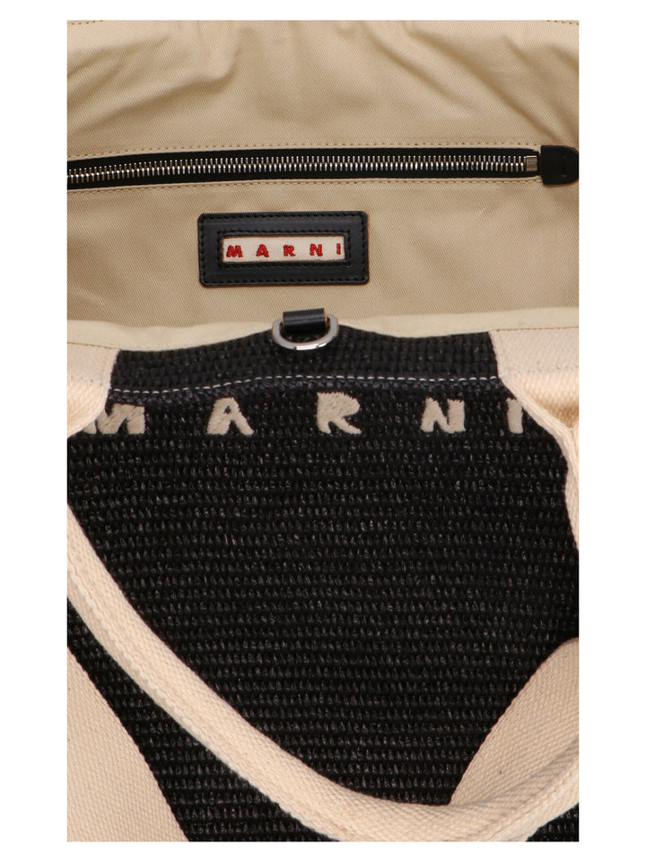 Marni Tote Tote Bag - White/Black | 102a269a4f63db111227212a8597f8f1579041f5