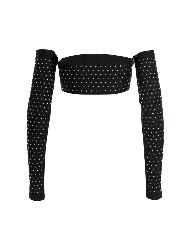 The Andamane Crystal Cropped Top Tops - Black | 07cc13a536088d6c51905bb546e9293e380e8808