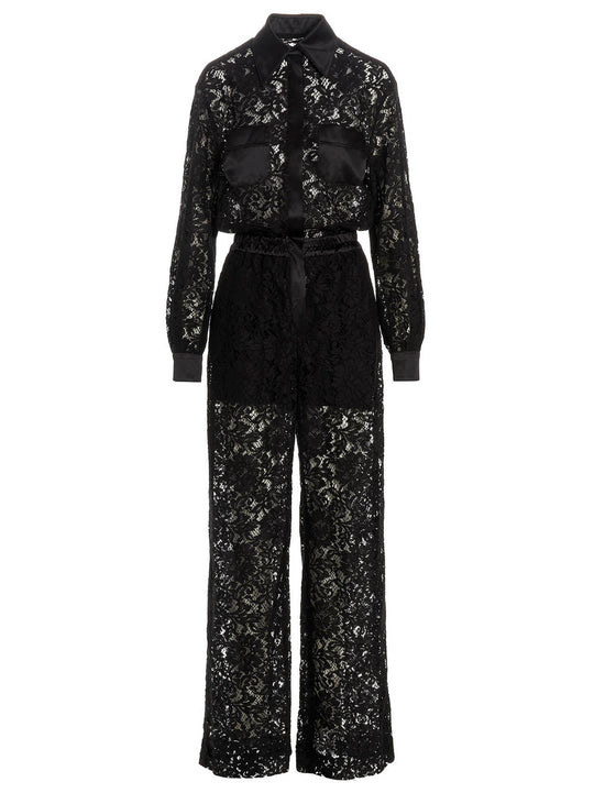 Cord Lace One-Length Bodysuit Jewelry Black