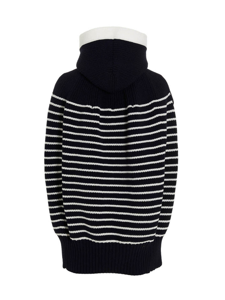 Sacai Striped Hooded Cape Capes - Blue | 535934e51031249d9e80b6f6ba6bde5263016cca