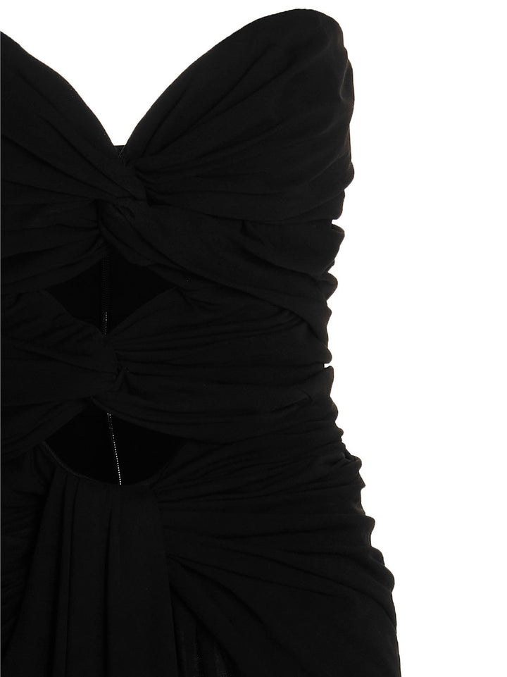 Saint Laurent Draped Cut Out Dress Dresses - Black | fb59c627e8095bce92b7ae89dd05ee7d23bbdb61