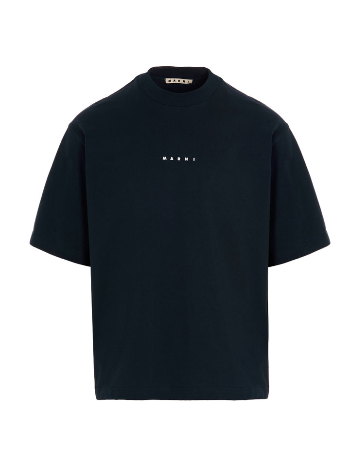 Marni Logo Printed T-shirt - Blue | 5c4e73d51717518ea1c3870500bab95b797afddf