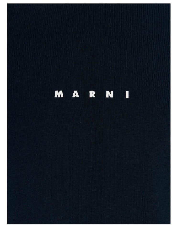 Marni Logo Printed T-shirt - Blue | 7008a559251f28b8f745c79688764f94cea029b0