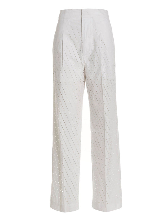 Visible Button Jeans Pants White