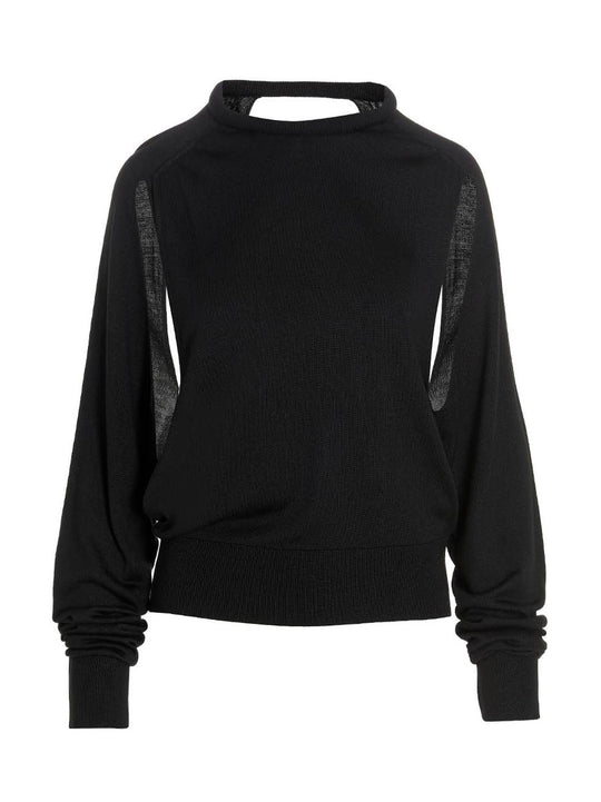 Cut Out Insert Top Sweater Sweaters And Cardigans Black