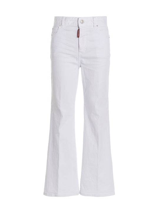 Super Flared Cropped Jeans White