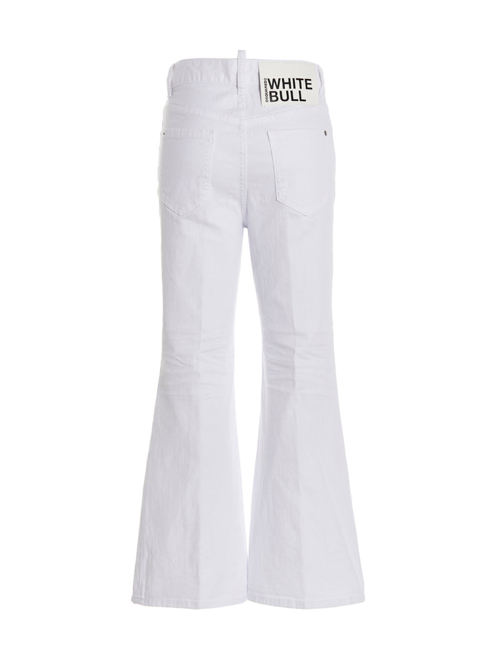 Dsquared2 Super Flared Cropped Jeans - White | fbc7cf0c5bf7bd290487edbd26c1ed97b9321ff1