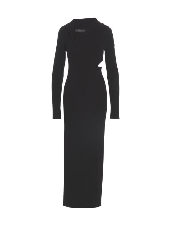 Long Cut-Out Hooded Dress Dresses Black