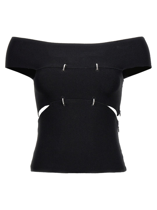Cut Out Top Tops Black