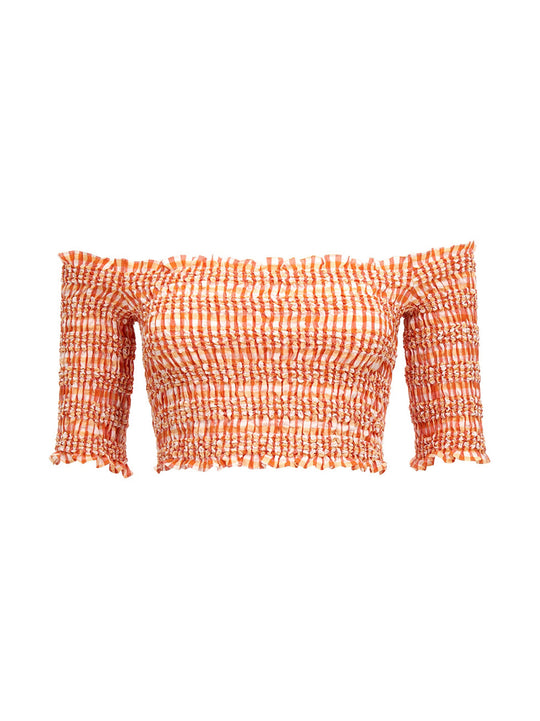 Smock Stitch Cropped Top Tops Orange