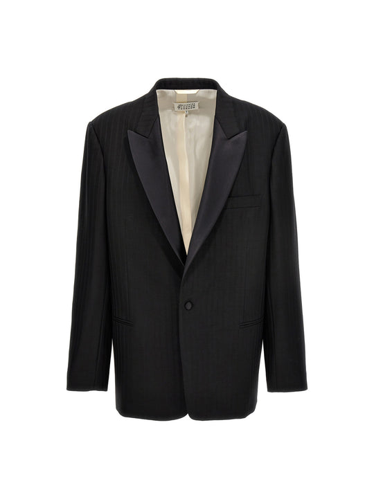 Striped Single Breast Blazer Jacket Blazers Black