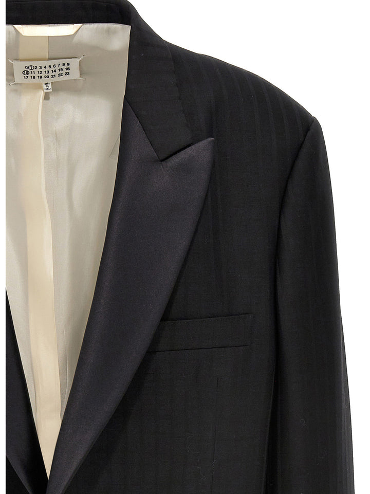 Maison Margiela Striped Single Breast Blazer Jacket BlazerS - Black | 0f092cebb34171a372e03624283c9deb19958834