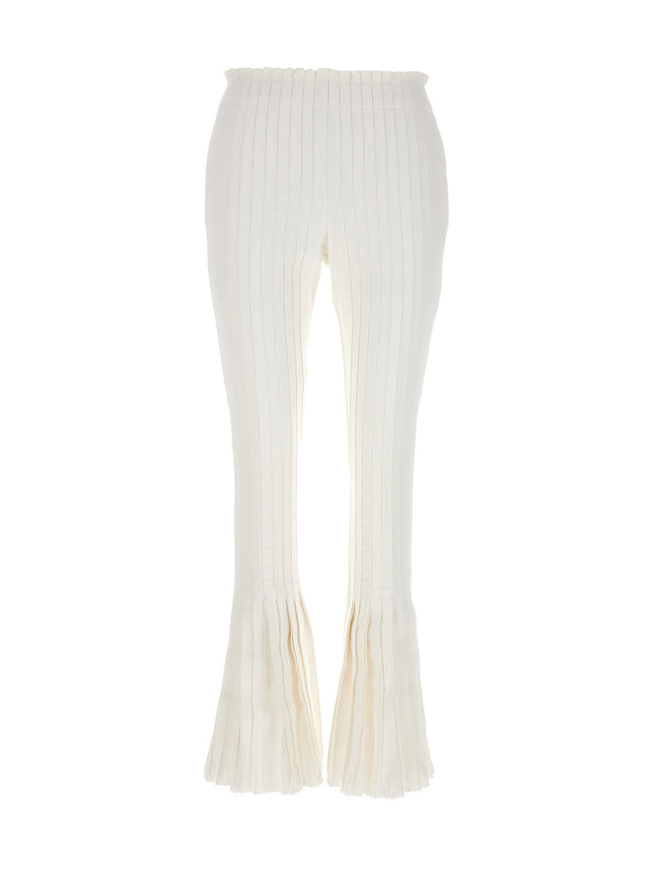 Sacai Ribbed Pleated Pants - White | d0ebcf4b1be5a2f40e63eb5c2bbcd52f18024064