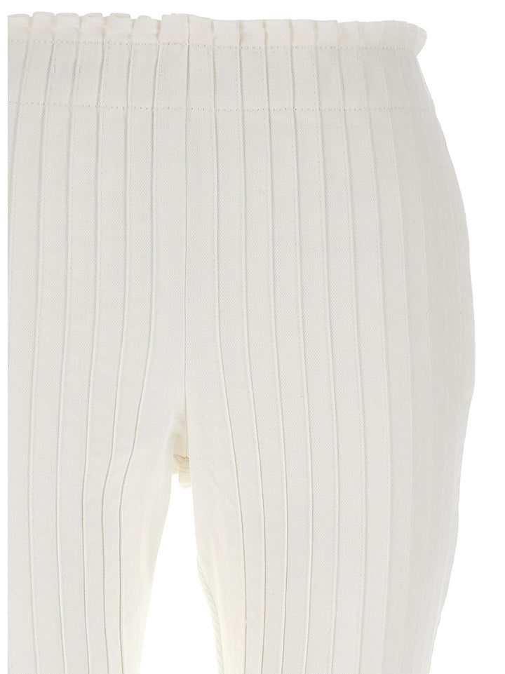 Sacai Ribbed Pleated Pants - White | 8605f6323b9e535b166df0c5c9d9abe269513633