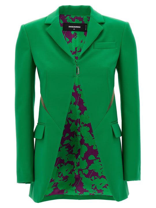 Tulle Insert Blazer Jacket Blazers Green