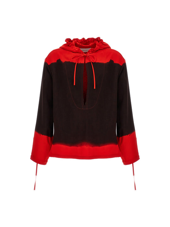 Hooded Blouse Fell Off Shirt And Blouse Multicolor