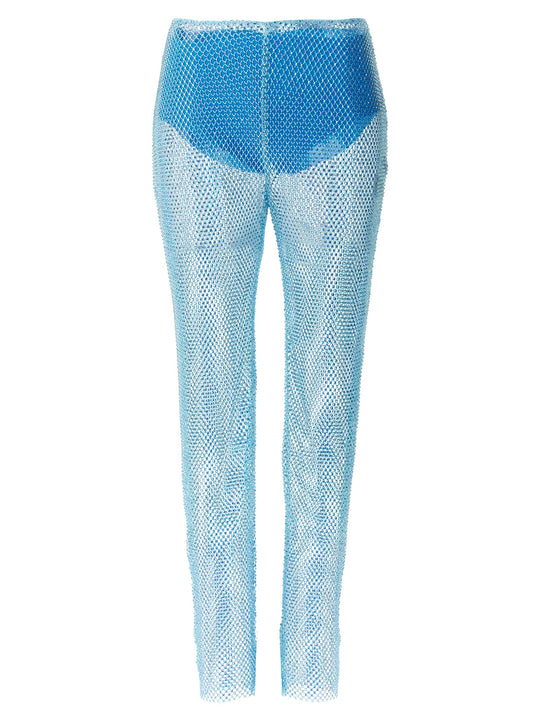 Sequin Mesh Pants Light Blue