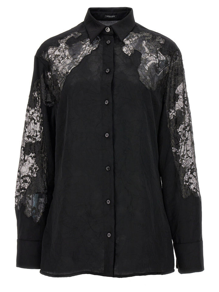 Versace Satin Lace Shirt Shirt and Blouse - Black | 388c882bdd7bdce32a6f4ed1605faa753d4427f1