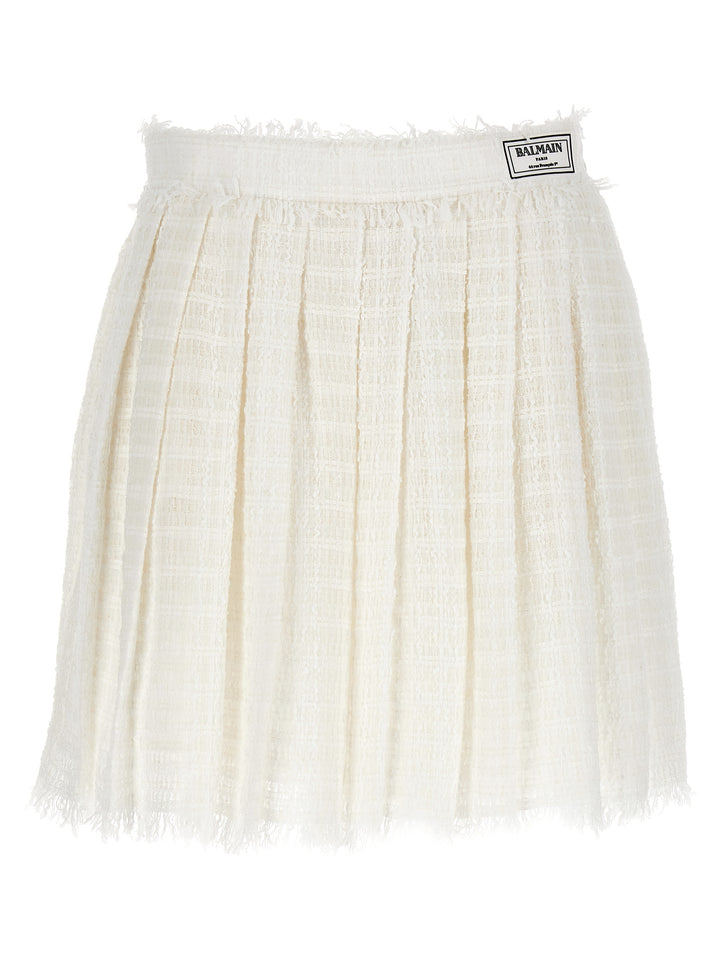 Balmain Tweed Skater Skirt Skirts - White | b3acbe1a5c084e7ddbf0731be1f05281b8f17ef7