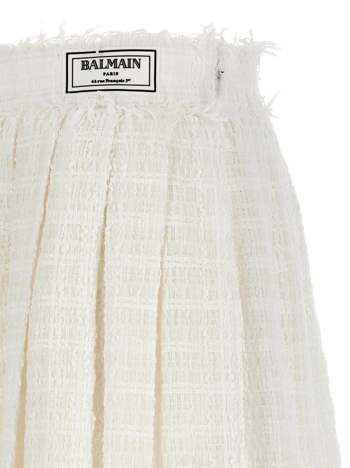 Balmain Tweed Skater Skirt Skirts - White | 217c2907f42dbc189b1067c2322c0d84613333d7