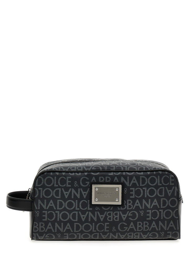 Dolce & Gabbana Leather Toiletry Bag Beauty - Black | ba57388b201f5cc20f28a280f605e6fdf421eb82