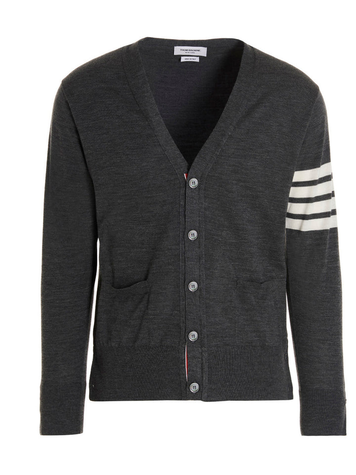 Thom Browne Merino Wool Cardigan Sweaters and Cardigans - Gray | e3c744f4d9b95a63fb7dc81f9388738354e99a8b