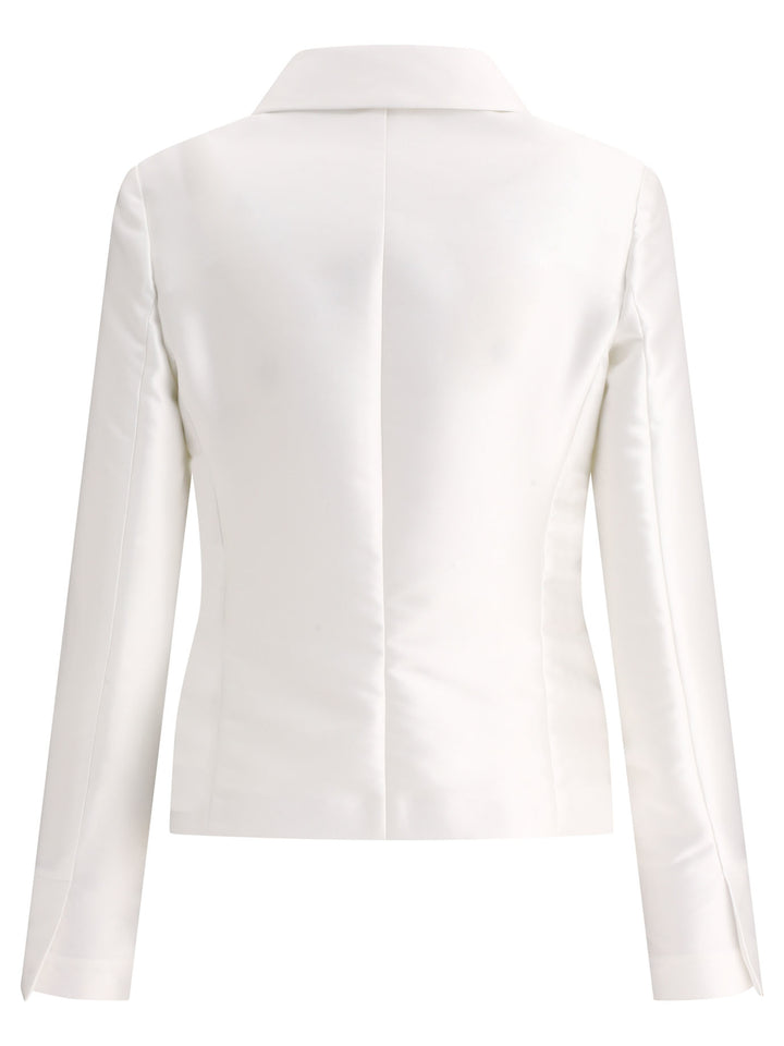 F.It Satin Single-Breasted Blazer Jackets - White | 82589513ccf5e82cab6d83e8b526d2f1b46423ea