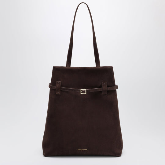 Tote Du Jour Bag In Dark Brown Suede