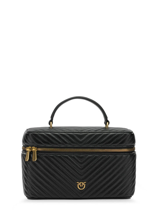 Leather Beauty Case With Metal Love Birds Logo