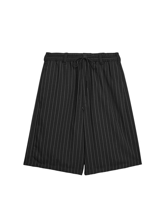Pinstriped Fabric Bermuda Shorts